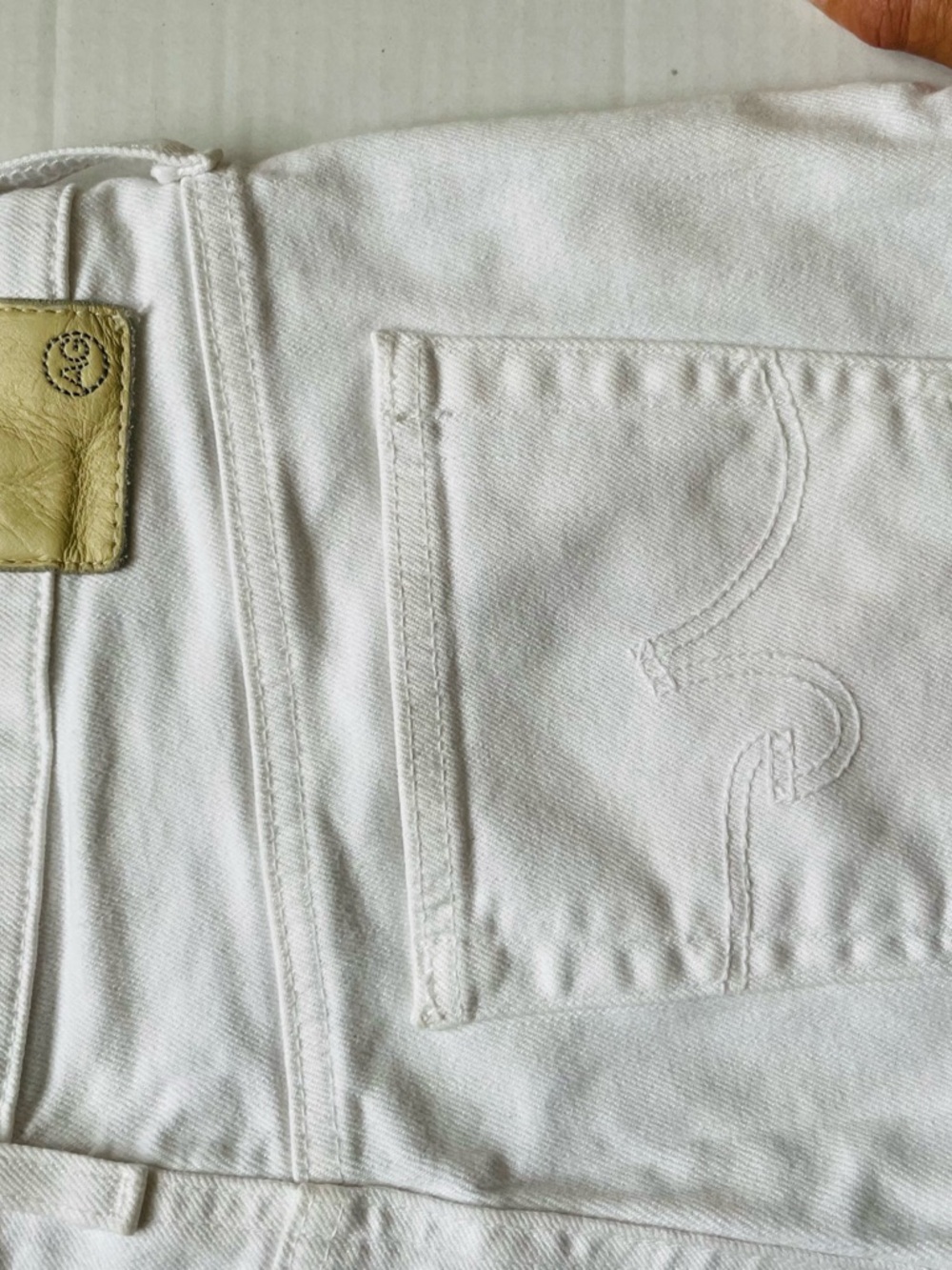 AG Adriano Goldschmied White Frayed Hem Denim Shorts - Picture 9 of 11